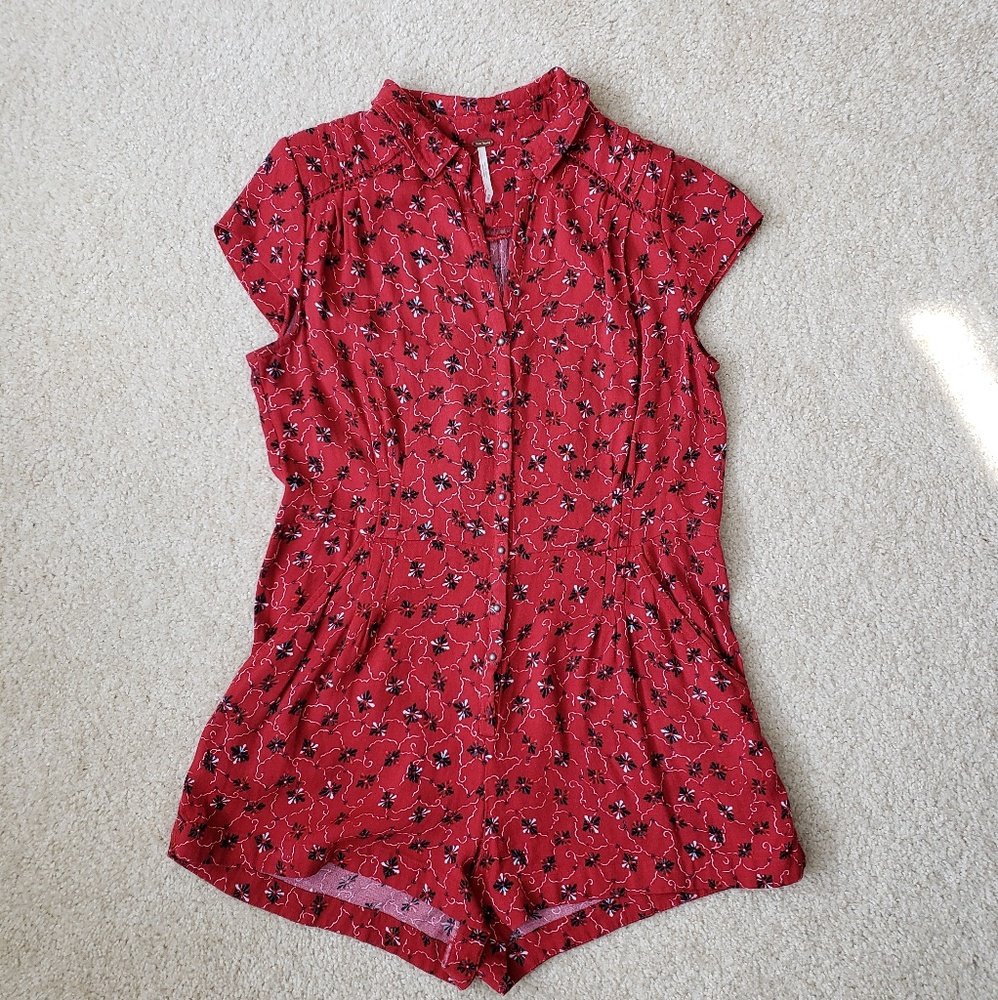 Red Free People Romper